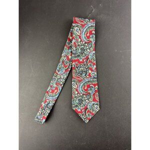 Gino Pompeii Red Paisley Tie Vintage Classic 100% Silk